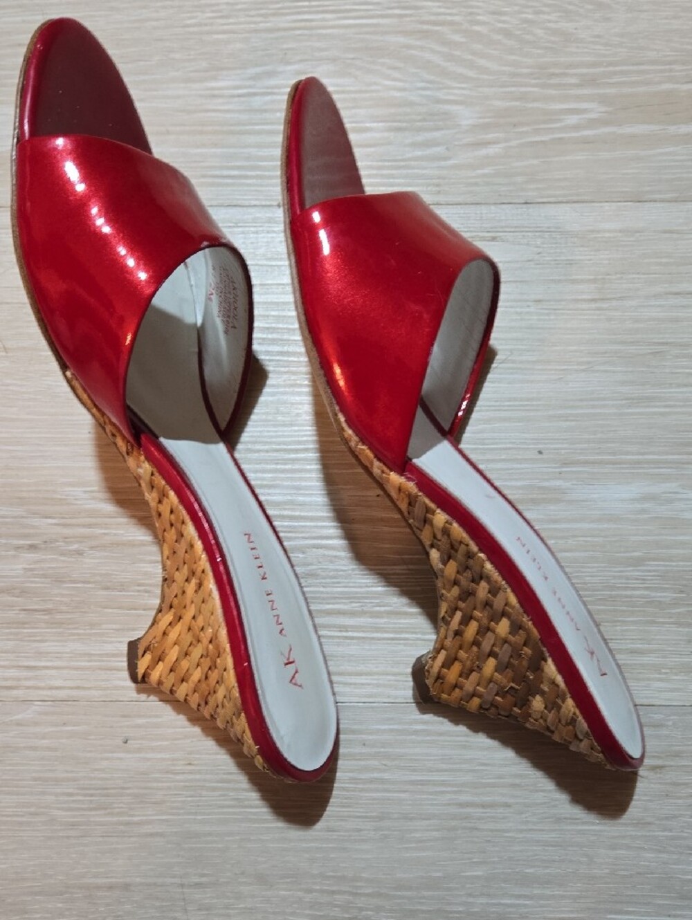 Anne Klein Patent Red Wedge Sandals Sz 6.5 with Box. - Picture 6 of 7